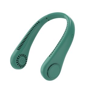 Trendy Silicone Neck Hung Fan Portable Lazy Silent Neck Hung Fan Outdoor Sports For Men Women Kids Home Office Travel Outdoor - Green