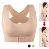 Women Bra Posture Corrector Bralette Front Closure Bras Fitness Vest Push Up Bra Female Brassiere Underwear Cross Back Tank Tops - Beige - XXL