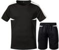 Men's Casual Splicing Printed Suits Short Sleeve Shorts Loose T-Shirt Sport Suits - BLACK-M