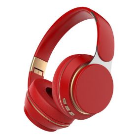 New cross-border popular wireless headset Bluetooth subwoofer stereo plug-in card sports computer headset - red