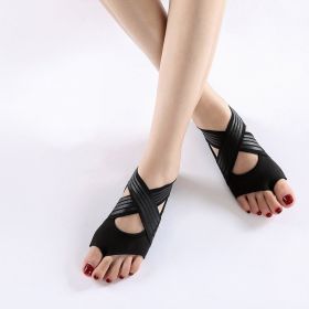 Professional Non-slip Gym Yoga Shoes Flat Soft Anti-slip Sole Ballet Fitness Dance Shoes Pilates Yoga Shoes Socks - L - Black
