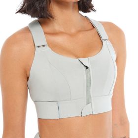 Women Sports Bras Tights Crop Top Yoga Vest Front Zipper Plus Size Adjustable Strap Shockproof Gym Fitness Athletic Brassiere - E77-3 - S