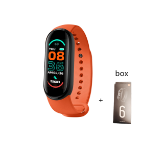 M6 Smart Bracelet Men Fitness Smart Wristband Women Sports Tracker Smart Watch Play Music Bracelet M6 Band For Adriod IOS - Orange with Box