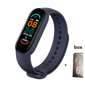 M6 Smart Bracelet Men Fitness Smart Wristband Women Sports Tracker Smart Watch Play Music Bracelet M6 Band For Adriod IOS - Blue with Box