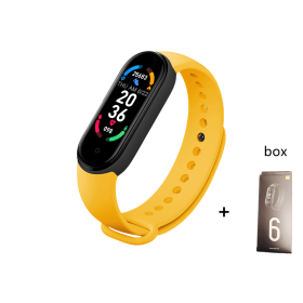 M6 Smart Bracelet Men Fitness Smart Wristband Women Sports Tracker Smart Watch Play Music Bracelet M6 Band For Adriod IOS - Yellow witht Box