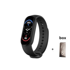 M6 Smart Bracelet Men Fitness Smart Wristband Women Sports Tracker Smart Watch Play Music Bracelet M6 Band For Adriod IOS - Black with Box
