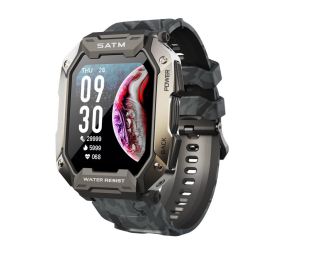 C20 three prevention sports intelligent wearable watch Outdoor waterproof monitoring heart rate and blood pressure multi-function - Camouflage black