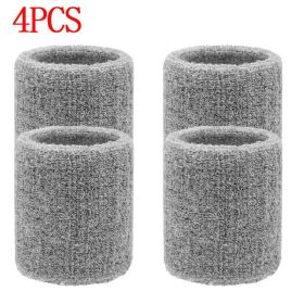 4Pcs/Lot Wrist Sweatband Tennis Sport Wristband Volleyball Gym Elastic Wrist Brace Support Sweat Band Towel Bracelet Protector - Gray 4Pcs