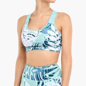 Women's Padded Sports Bra Fitness Workout Running Shirts Yoga Bra Athletic Tops - Light blue - L