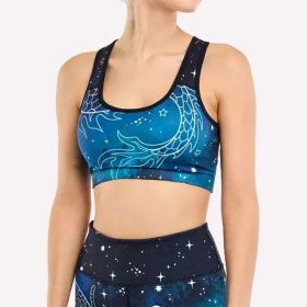 Women's Padded Sports Bra Fitness Workout Running Shirts Yoga Bra Athletic Tops - Starry Blue - XXL