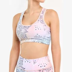 Women's Padded Sports Bra Fitness Workout Running Shirts Yoga Bra Athletic Tops - Pink - M