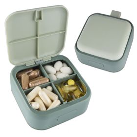Green Travel Medicine Pill Organizer Small Pill Box for Purse Mini Pill Case Push Button Opening - Bexeen