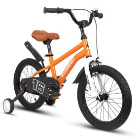 A16114 Kids Bike 16 inch for Boys & Girls with Training Wheels, Freestyle Kids' Bicycle with fender. - Orange