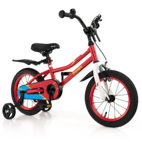 14 Inch Kids Bike with 2 Training Wheels for 3-5 Years Old - Red