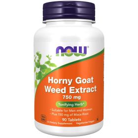 NOW Supplements, Horny Goat Weed Extract 750 mg Plus 150 mg of Maca Root, Tonifying Herb*, 90 Tablets - NOW