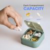 Green Travel Medicine Pill Organizer Small Pill Box for Purse Mini Pill Case Push Button Opening - Bexeen