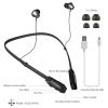 Wireless Neckband Headphones V4.2 Sweat-proof Sport Headsets Earbuds In-Ear Magnetic Neckbands Stereo Earphone - Black
