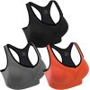 3 Packs Women Padded Sports Bras Yoga Fitness Push up Bra Female Top for Gym Running Workout Training - BK_GY_OE - XL