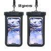 2pcs IPX8 Waterproof Phone Bag; Touchscreen Phone Pouch 7.6 Inch For Swim Sports Outdoor - 2pcs-Black