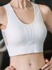 Solid U-neck Mesh Breathable Sports Bra, Push Up Shock Proof Yoga Fitness Workout Tank Top, Women's Activewear - Navy Blue - L(8/10)