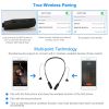 Wireless Neckband Headphones V4.2 Sweat-proof Sport Headsets Earbuds In-Ear Magnetic Neckbands Stereo Earphone - Black