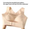 Women Bra Posture Corrector Bralette Front Closure Bras Fitness Vest Push Up Bra Female Brassiere Underwear Cross Back Tank Tops - Beige - M