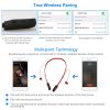 Wireless Neckband Headphones V4.2 Sweat-proof Sport Headsets Earbuds In-Ear Magnetic Neckbands Stereo Earphone - Red