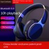 New cross-border popular wireless headset Bluetooth subwoofer stereo plug-in card sports computer headset - black