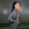 fashion tracksuit women turtleneck full sleeveless crop top+leggings matching set stretchy sporty fitness casual outfits - Black - XS